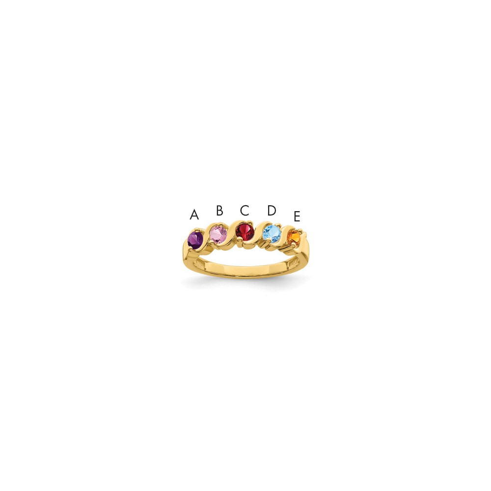 14K Genuine 5 Stone Mother's Ring