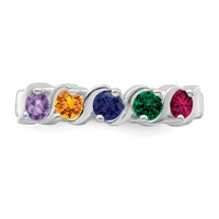 14K White Gold Genuine 5 Stone Mother's Ring view 5
