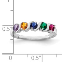 14K White Gold Genuine 5 Stone Mother's Ring view 4