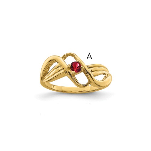 14K Yellow Gold Synthetic 1 Stone Family Jewelry Ring