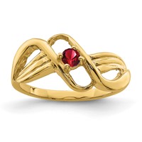 14K Yellow Gold Synthetic 1 Stone Family Jewelry Ring view 2