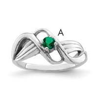 Sterling Silver Rhodium-plated Synthetic 1 Stone Mother's Ring view 1