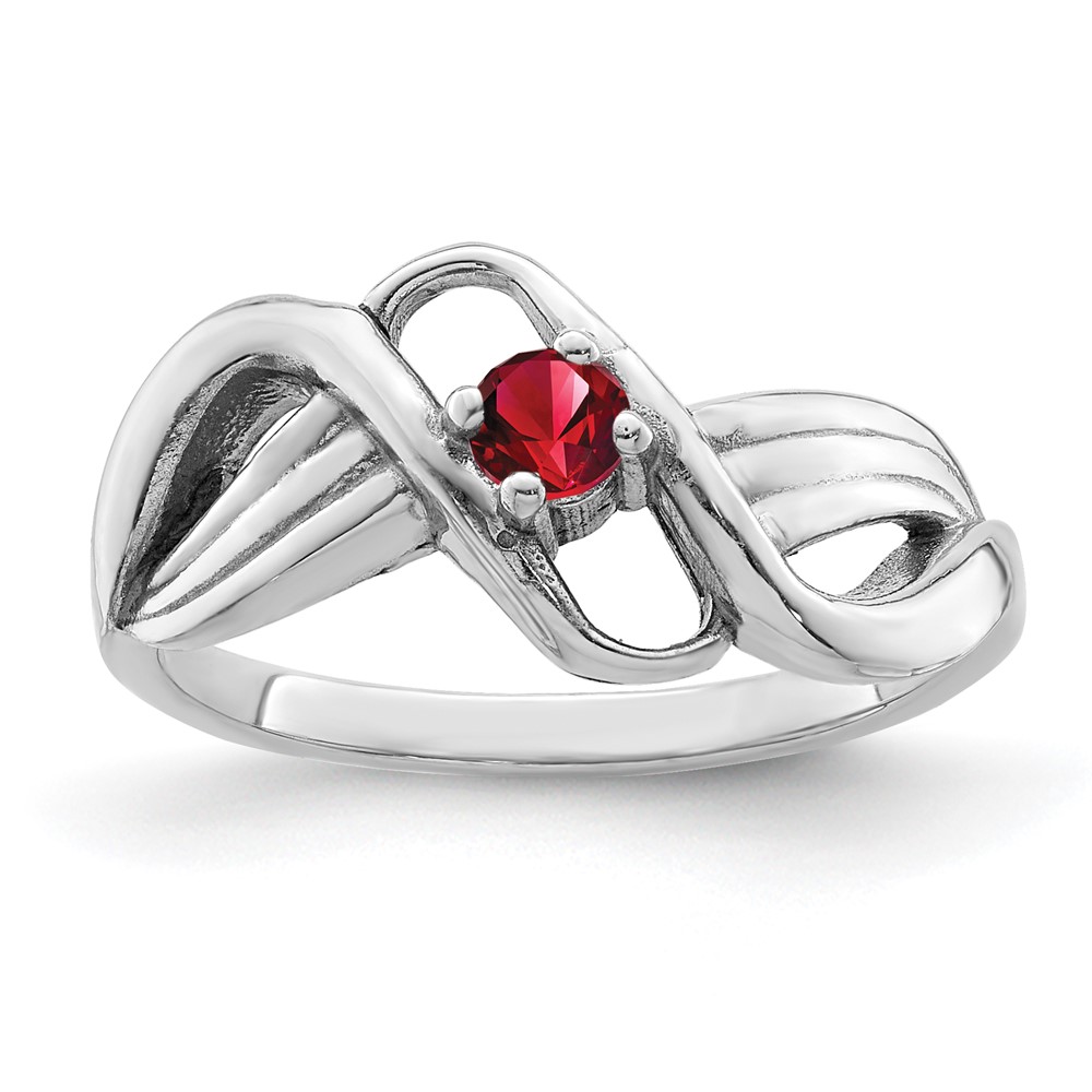 14K White Gold Genuine 1 Stone Mother's Ring