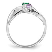 14K White Gold Synthetic 2 Stone Family Jewelry Ring view 2