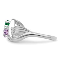 14K White Gold Synthetic 2 Stone Family Jewelry Ring view 3