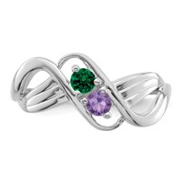 14K White Gold Synthetic 2 Stone Family Jewelry Ring view 5