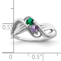 14K White Gold Synthetic 2 Stone Family Jewelry Ring view 4
