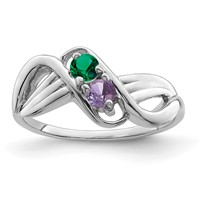 14K White Gold Synthetic 2 Stone Family Jewelry Ring view 1