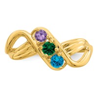14K Yellow Gold Genuine 3 Stone Mother's Ring view 5