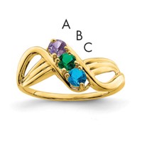 14K Yellow Gold Genuine 3 Stone Mother's Ring view 1