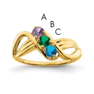 10k Synthetic 3 stone Family Jewelry Ring