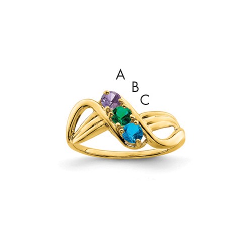 14K Yellow Gold Genuine 3 Stone Mother's Ring