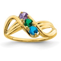 14K Yellow Gold Genuine 3 Stone Mother's Ring view 2