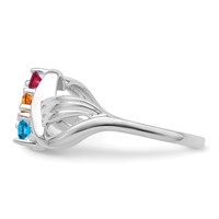Sterling Silver Rhodium-plated Synthetic 3 Stone Mother's Ring view 4