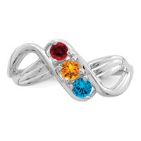 Sterling Silver Rhodium-plated Synthetic 3 Stone Mother's Ring view 5