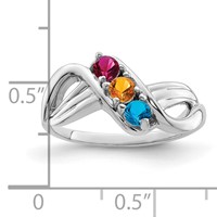 14K White Gold Genuine 3 Stone Mother's Ring view 4