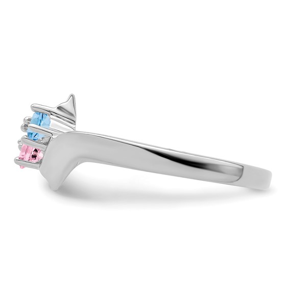 Sterling Silver Rhodium-plated family jewelry ring