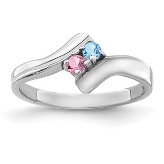 10k White Gold Polished 2-Stone Mothers Ring Mounting