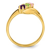 14K Yellow Gold Genuine 3 Stone Mother's Ring view 3