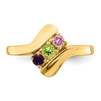 14K Yellow Gold Genuine 3 Stone Mother's Ring view 5