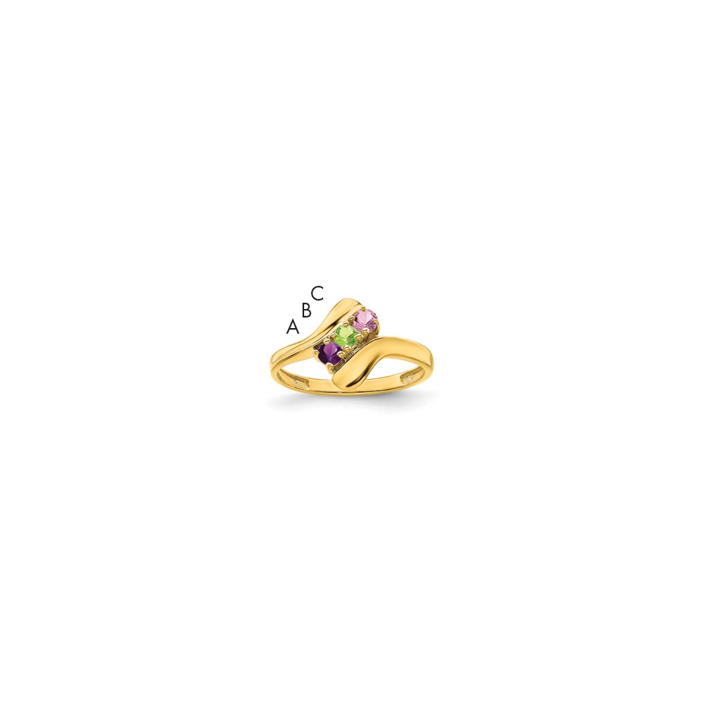 14K Yellow Gold Genuine 3 Stone Mother's Ring
