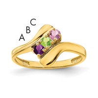 14K Yellow Gold Genuine 3 Stone Mother's Ring view 1