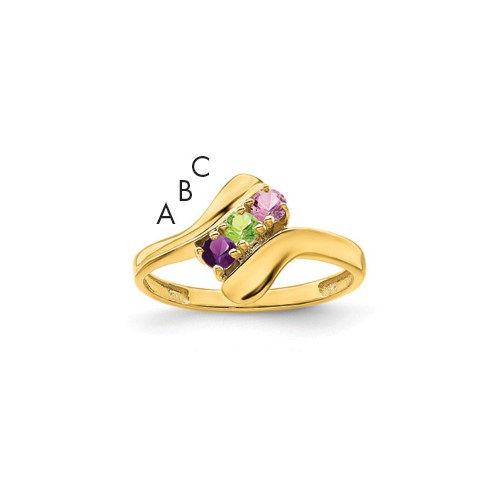 14K Yellow Gold Synthetic Family Jewelry Ring