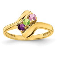 14K Yellow Gold Genuine 3 Stone Mother's Ring view 2