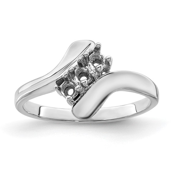 Sterling Silver Rhodium-plated Synthetic 3 Stone Mother's Ring