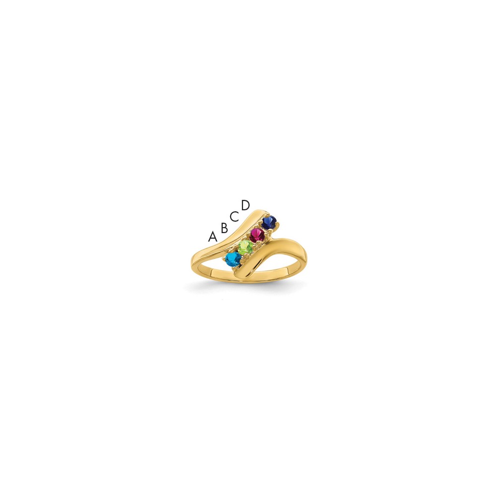 14K Yellow Gold Genuine 4 Stone Mother's Ring