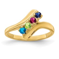 14K Yellow Gold Genuine 4 Stone Mother's Ring view 2