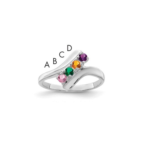 14K White Gold Family Jewelry Ring