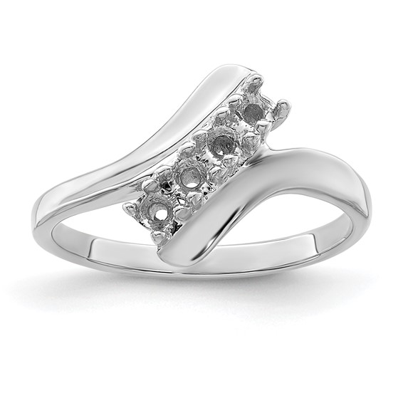 Sterling Silver Rhodium-plated Synthetic 4 Stone Mother's Ring