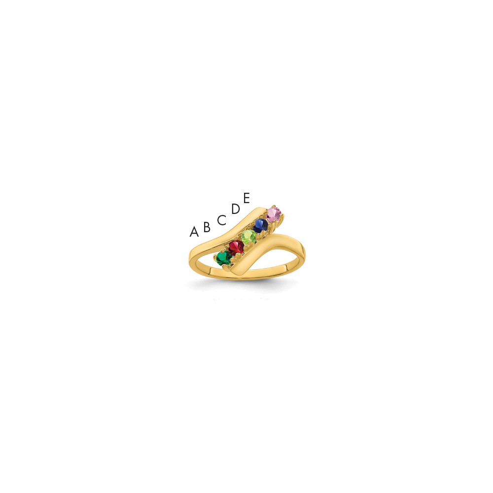 14K Yellow Gold Genuine 5 Stone Mother's Ring