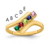 14K Yellow Gold Genuine 5 Stone Mother's Ring view 1