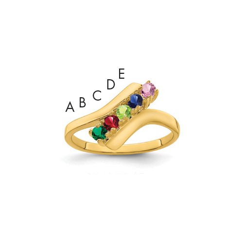 14K Yellow Gold Genuine 5 Stone Mother's Ring