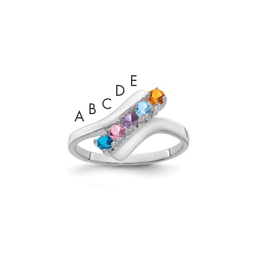 14K White Gold Family Jewelry Ring