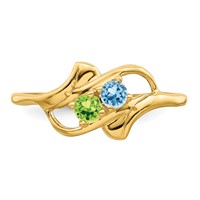 14K Yellow Gold Genuine 2 Stone Mother's Ring view 5