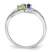 Sterling Silver Rhodium-plated Genuine 2 Stone Mother's Ring view 3
