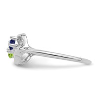 Sterling Silver Rhodium-plated Synthetic 2 Stone Mother's Ring view 4