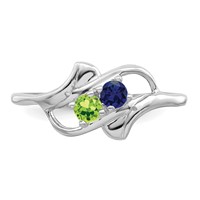 Sterling Silver Rhodium-plated Synthetic 2 Stone Mother's Ring view 5