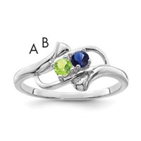 Sterling Silver Rhodium-plated Synthetic 2 Stone Mother's Ring view 1
