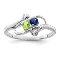 Sterling Silver Rhodium-plated Synthetic 2 Stone Mother's Ring view 2