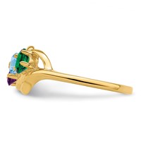 14K Yellow Gold Genuine 3 Stone Mother's Ring view 4