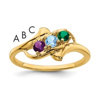 14K Yellow Gold Genuine 3 Stone Mother's Ring view 1