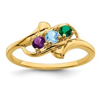 14K Yellow Gold Genuine 3 Stone Mother's Ring view 2
