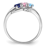 Sterling Silver Rhodium-plated Genuine 3 Stone Mother's Ring view 3