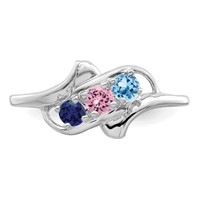 Sterling Silver Rhodium-plated Genuine 3 Stone Mother's Ring view 5