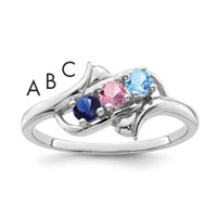 Sterling Silver Rhodium-plated Genuine 3 Stone Mother's Ring view 1