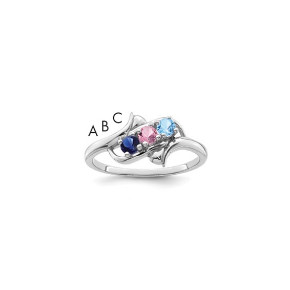 10k White Gold Synthetic Family Jewelry Ring